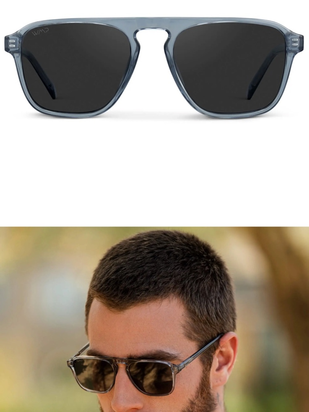 WMP Emerson Polarized denim blue Frame Sunglasses - Classic Square UV Protection
